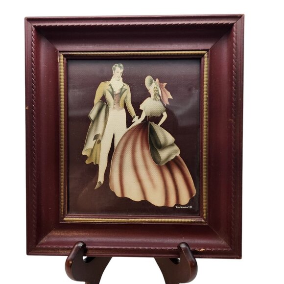 Vintage Art Deco Framed Wall Art Lady and Gentleman Couple Turner Signed 1940s - Picture 2 of 8